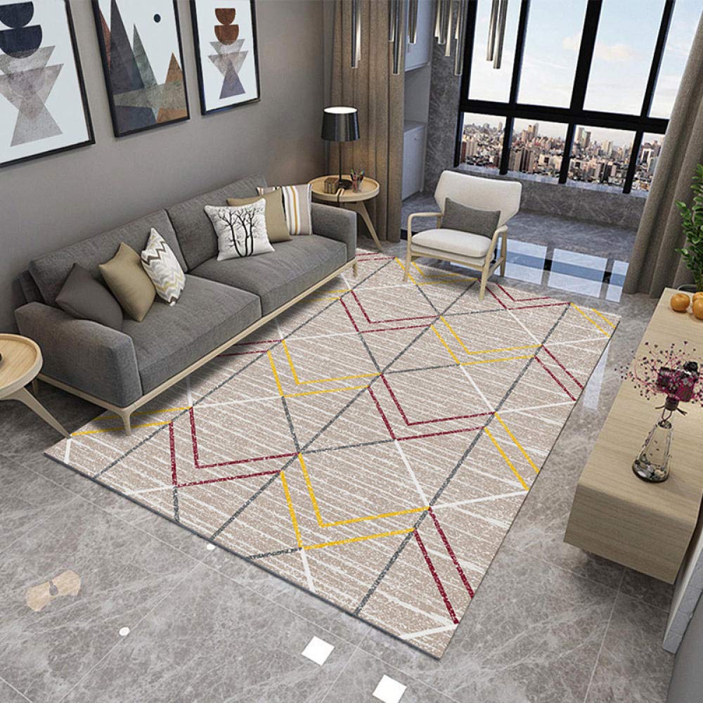 Tapis de salon géométrique marron grand tapis de maison antidérapant en velours cristal 200x300