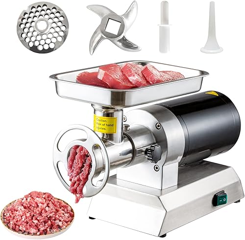 Picadora de carne comercial de 110 V, 1100 W, 550 librashora, picadora de carne industrial de acero inoxidable desmontable de 193 rmin con 4