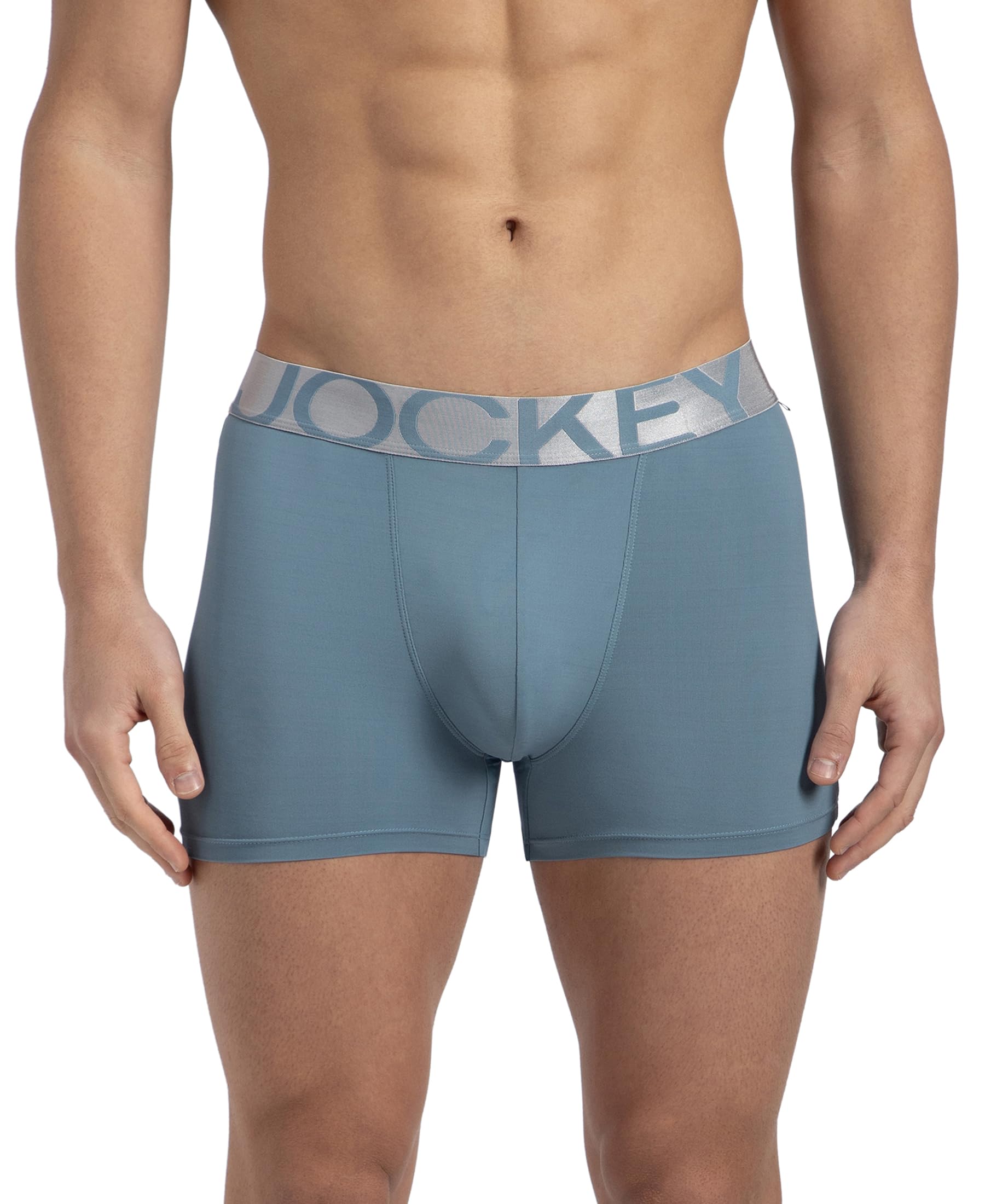 Jockey IC28 Men's Tactel Microfiber Elastane Stretch Solid Trunk with Moisture Move Properties_Provincial Blue_L
