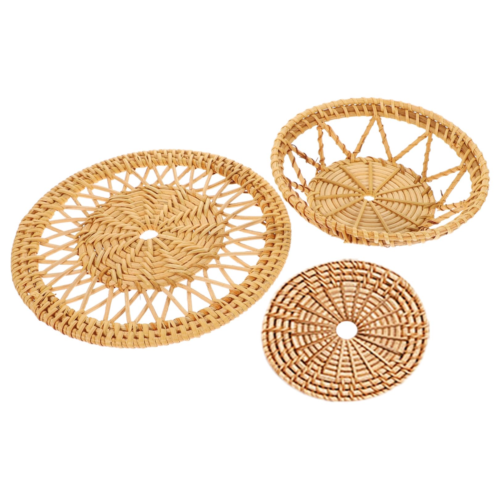 Basket Woven Wall Set of 3pcs Hanging Seagrass s Woven Hanging Wall Pendant Farmhouse & Rustic Home Decor Hamper