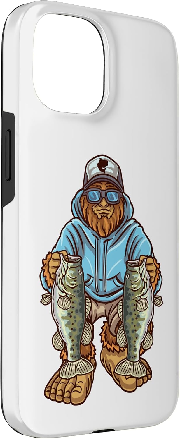 Largemouth Bass Fishing Bigfoot Fisherman Case for iPhone 15