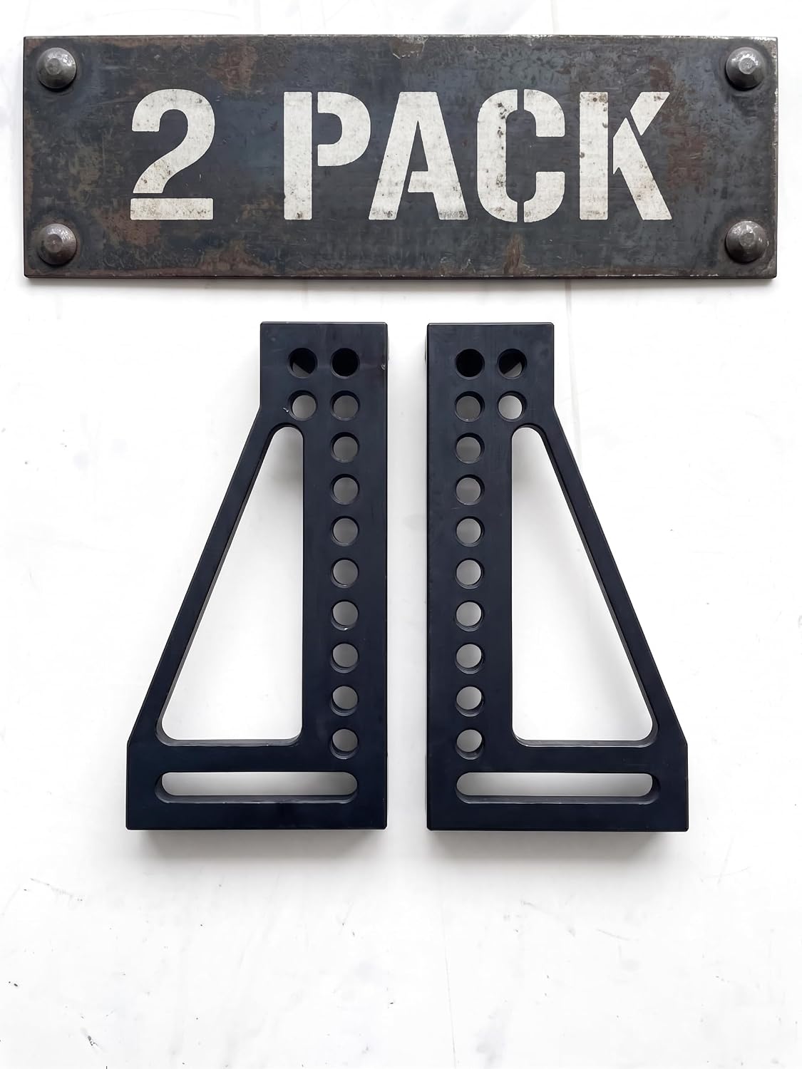 Teche 12 Inch Welding Clamping Square and Table Extension Set Left and Right Heavy Duty Ductile Iron 90 Degree Positioning Riser Blocks for 5/8 Inch Fixture Tables 2 Piece