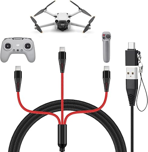 Cargador para DJI Mini 3 Pro Mavic 3 Air 2S Avata Drone cable de carga rápida 3 en 1 3 A cable USB C con adaptador para controlador remoto DJI FPV