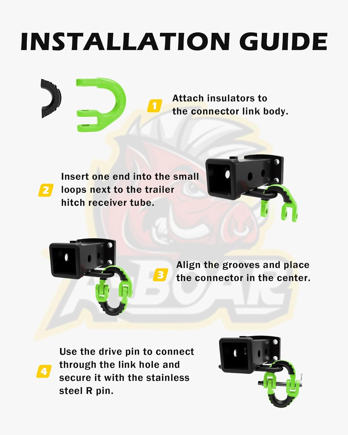 1/2 Safety Chain Connector, 2 Pack Hammerlock Coupling for Trailer Chains, 12000Lbs Load Capacity, Alloy Steel Tow Hitch Safety Link, Green - Image 5