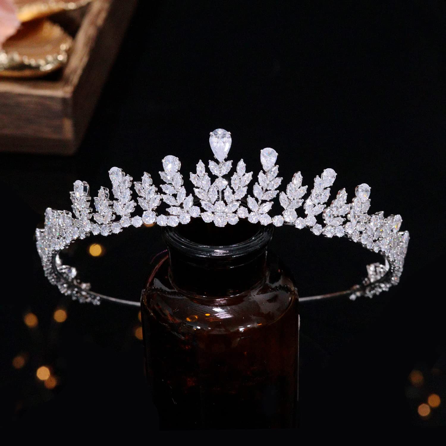 CZ srebrna ślubna tiary i korony dla kobiet, opaska na głowę, elegancka studniówka, słodka ozdoba na 16 urodzin, ozdoba na głowę, księżniczka z kryształową cyrkonią, akcesoria do włosów