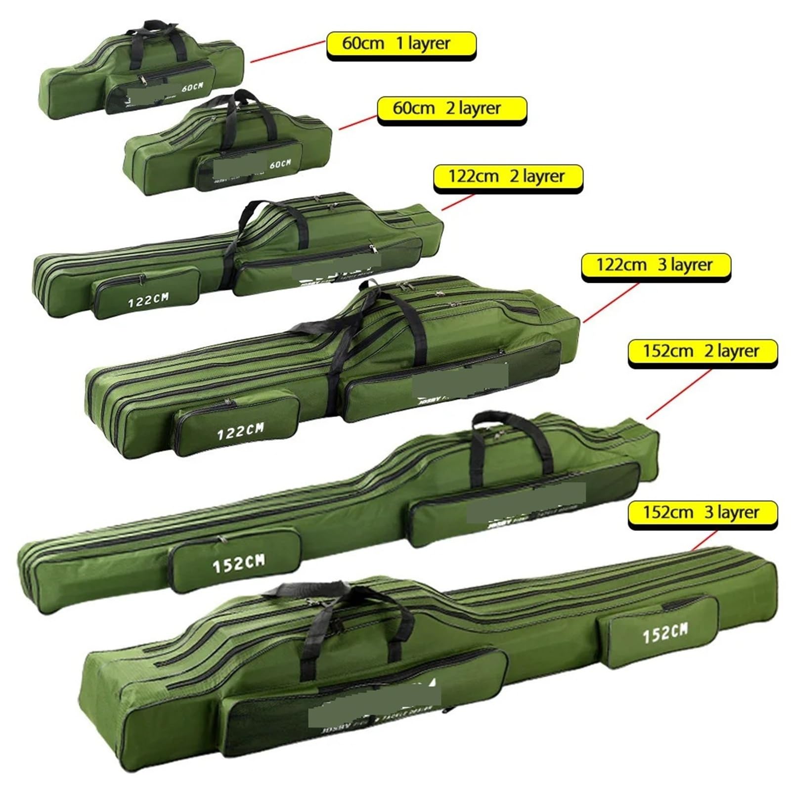 Funda Caña De Pescar 182CM-60CM retráctil Plegable portátil Impermeable Multicapa 2 3 Capas Tela Oxford caña de Pescar Pistola Bolsa Caja Conveniente