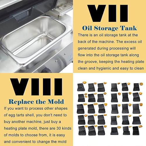 Miniatura 8 de Máquina comercial de tarta de cáscara para tartaletas, máquina para hacer tartas de huevo, waffle, máquina para hacer tarta de huevos, máquina de