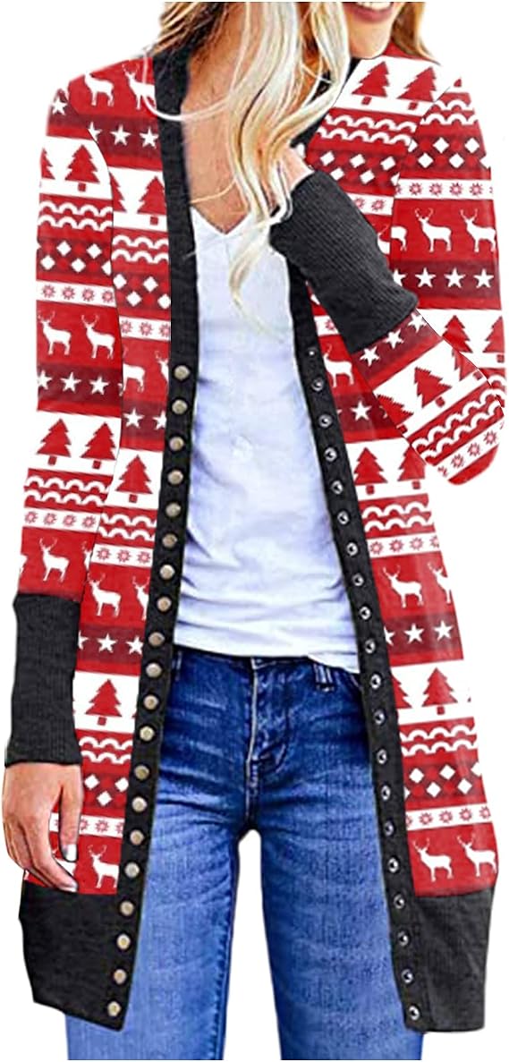 Print Cardigans Button Knitwear 