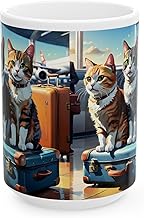 Baggage Claim Cats - Funny cat lover graphic ceramic Mug, (11oz, 15oz)