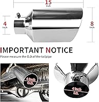 Vista 2 de Richeer Punta de escape de 4 a 8 pulgadas, entrada de 4", salida de 8", longitud total de 15", acabado pulido de acero inoxidable universal