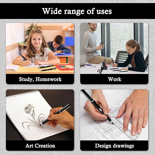 Miniatura 4 de AIERSA 12 lápices negros para siempre con borrado, que nunca necesita un lápiz infinito de escritura afilado de larga duración, sin afilar lápices