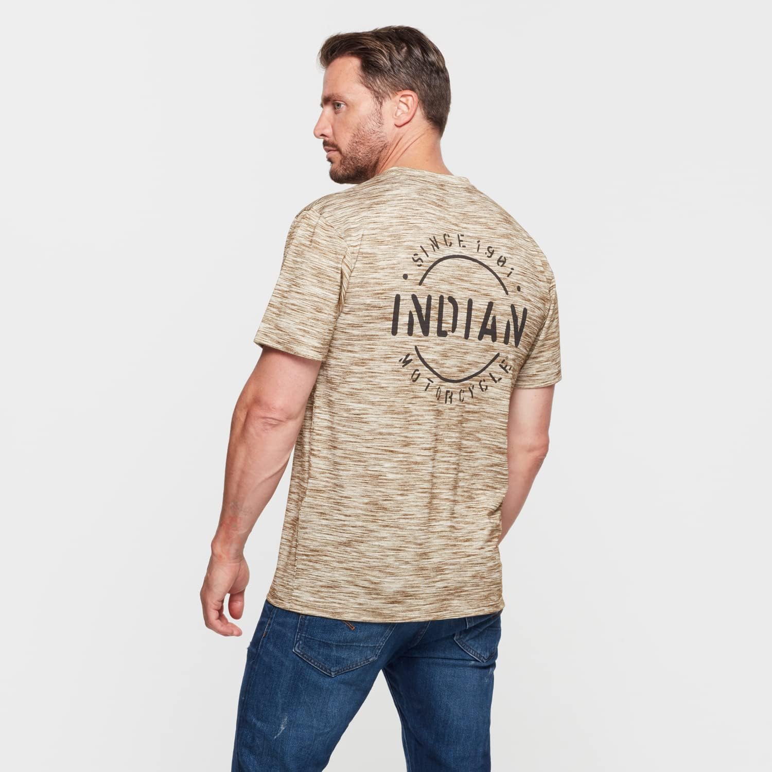 Indian Motorcycle Men's Stencil Block Icon T-Shirt, Khaki, Polyester Blend - 2862968