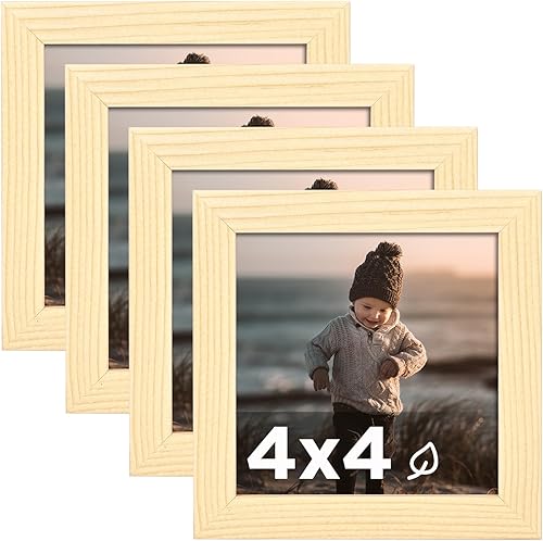Vista 116 de KINLINK Juego de 4 portarretratos de 12 x 12 pulgadas, cuadrados de madera mate de 8 x 8 pulgadas con plexiglás para 8 x 8 pulgadas con paspartú