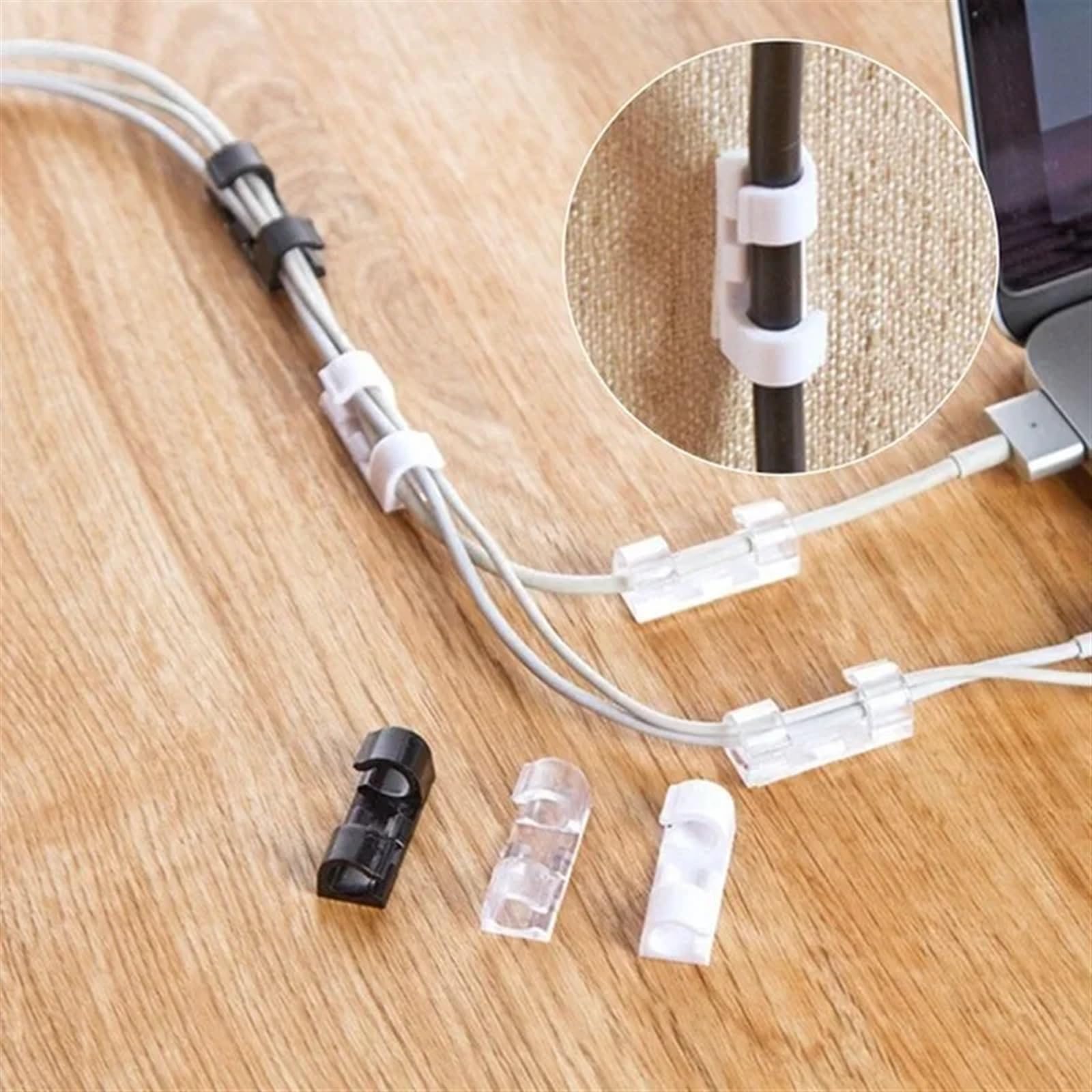 20 Stück selbstklebende Kabelklemmen, Klemmen for Tisch und Wand, Organizer, Halterung for Computer, USB-Ladedatenkabel(20 pcs white)