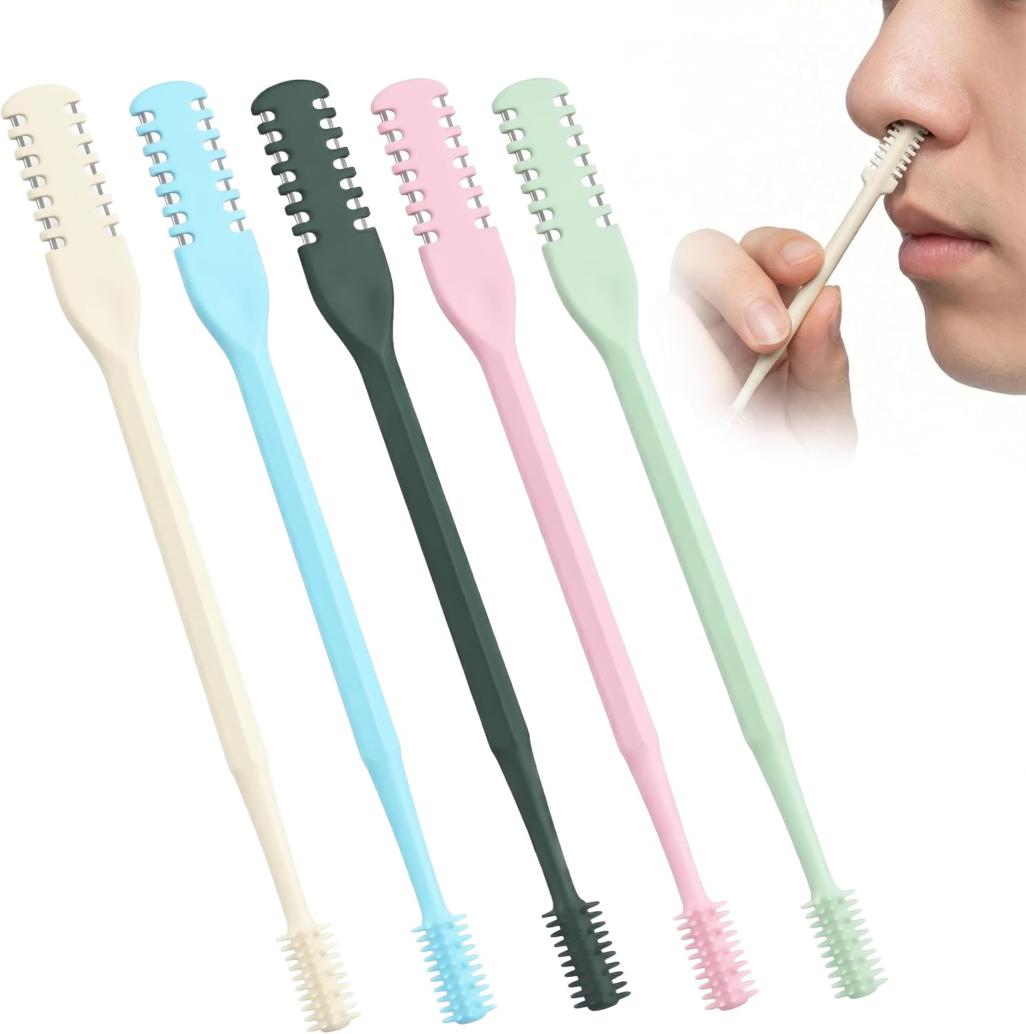 MoHern Nose Hair Trimmer for Men, 5 Pcs 2 in 1 Stainless Steel Blade