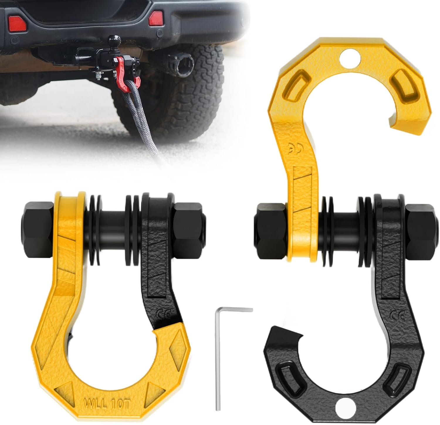 3/4" D Ring Separate Shackles, 52,910lbs Break Strength Easy Open Towing Winch Shackles, Heavy Duty Shackles with 7/8" Screw Pin for Tow Strap Winch Off Road Vehicle Recovery, RedRed