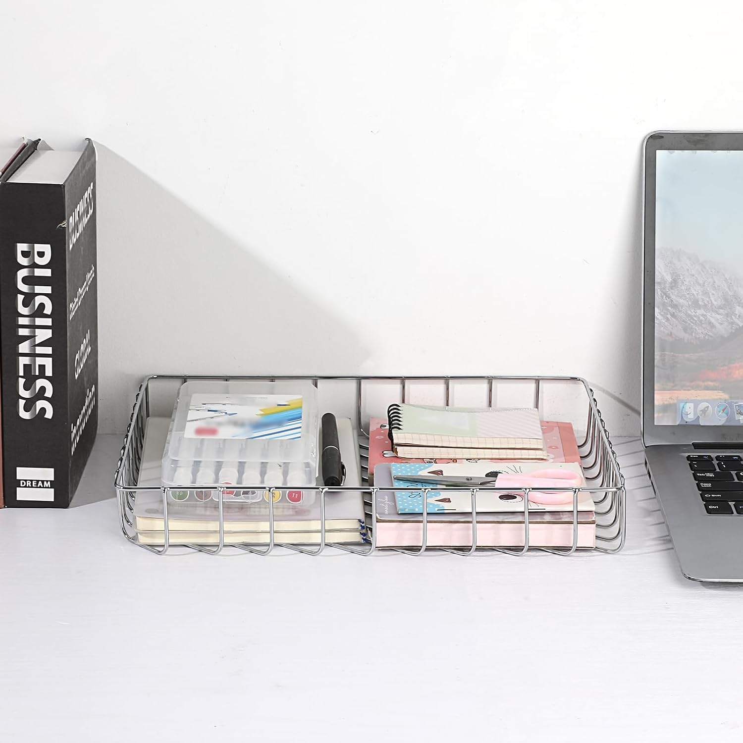 BTSKY Multipurpose A4 File Tray Wire Desk Tray Organizer, Silver image 2