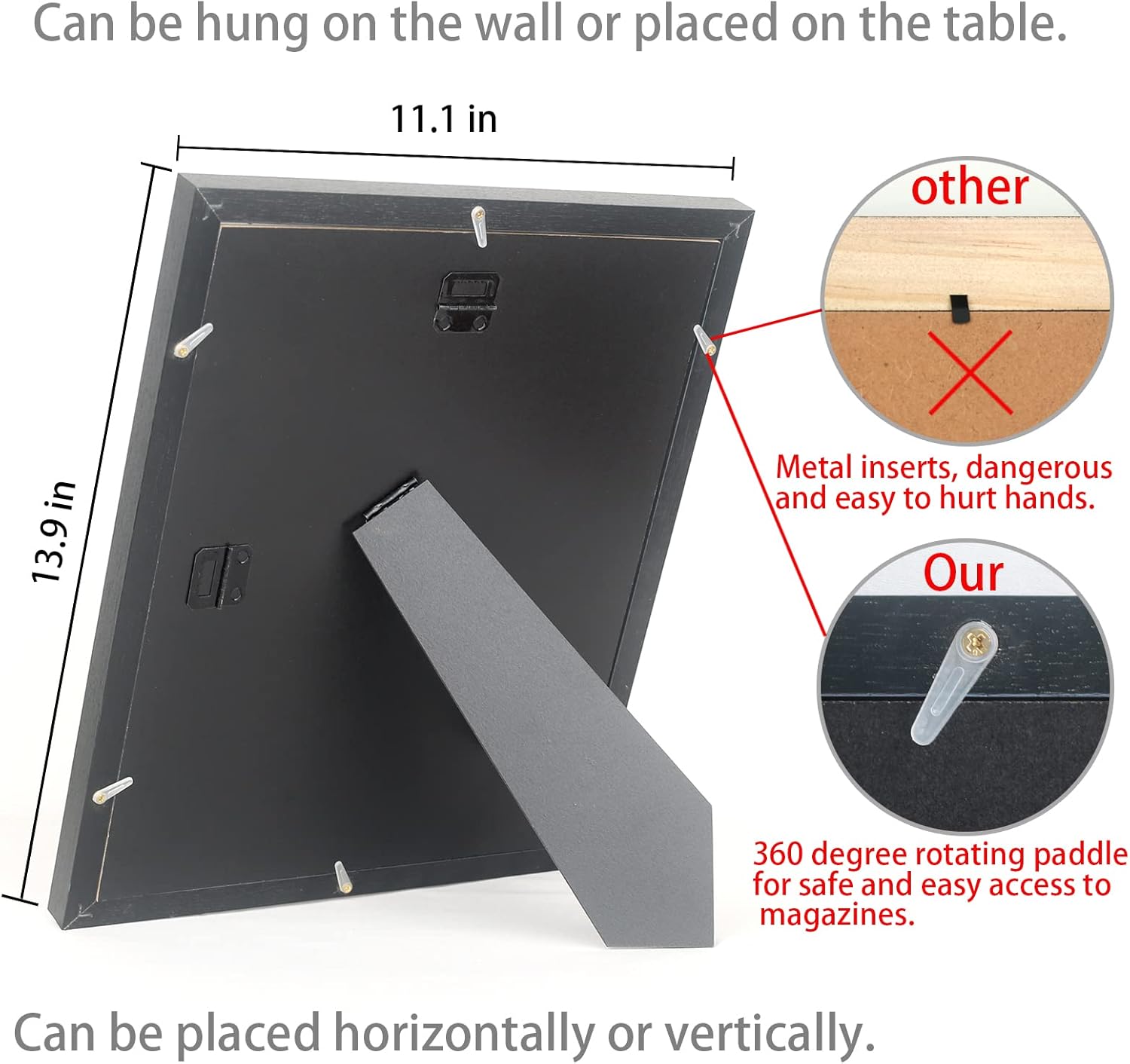 Mxtallup 8x10.75 Magazine Frame for the Wall,Displays Magazines Measuring 8 by 10 3/4-inches with Black Mat (Measure Your Magazine)(Z81075B)