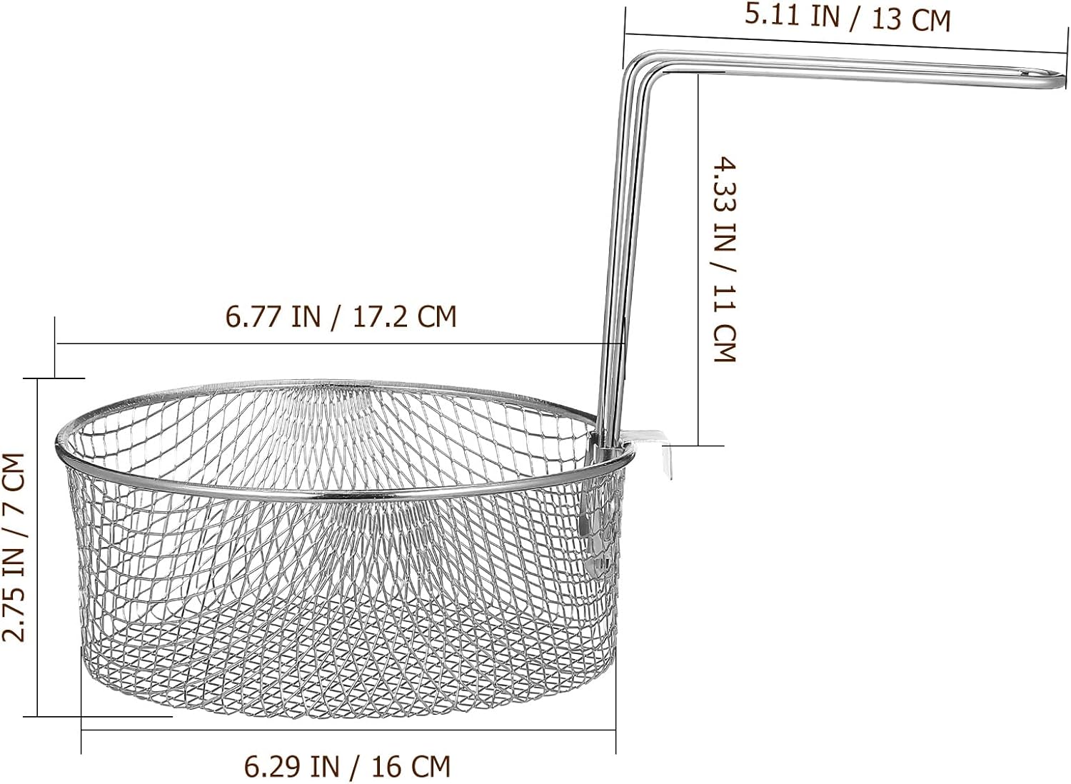 Deep Fryer Basket with Handle Chips Fry Basket Metal Multipurpose Stainless Steel Silver