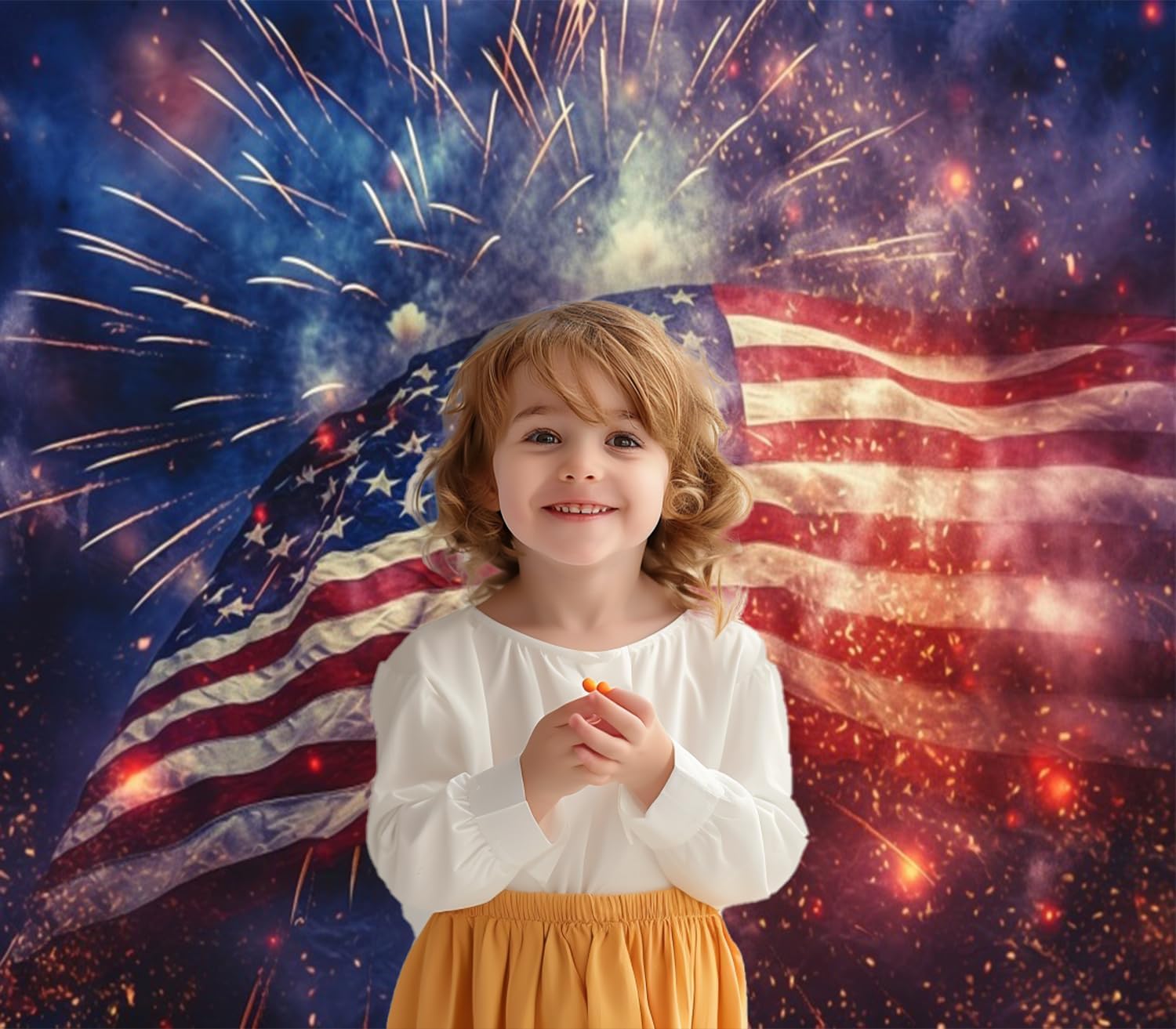 7x8ft American Flag Garage Door Decor Red Blue Star Flag Red Flame Golden Firework Night Sky Garage Door Cover Independence Day 4th of July Patriotic President's Day Garage Door Backdrop