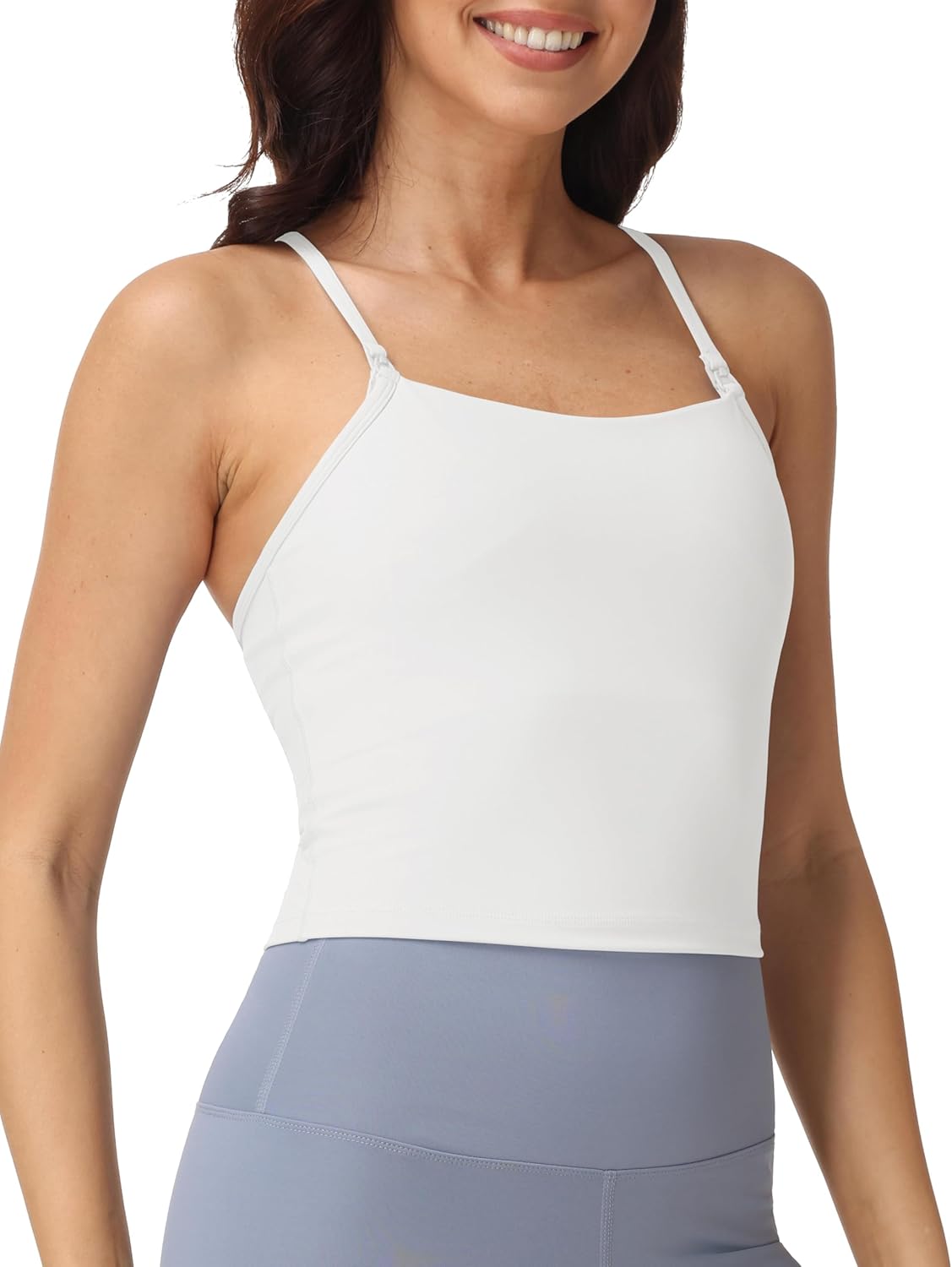 V VOCNI Nursing Tank Tops Y Back Spaghetti Straps Racerback Built in Bra Crop Tank Breastfeeding Longline Nursing Sports Bras