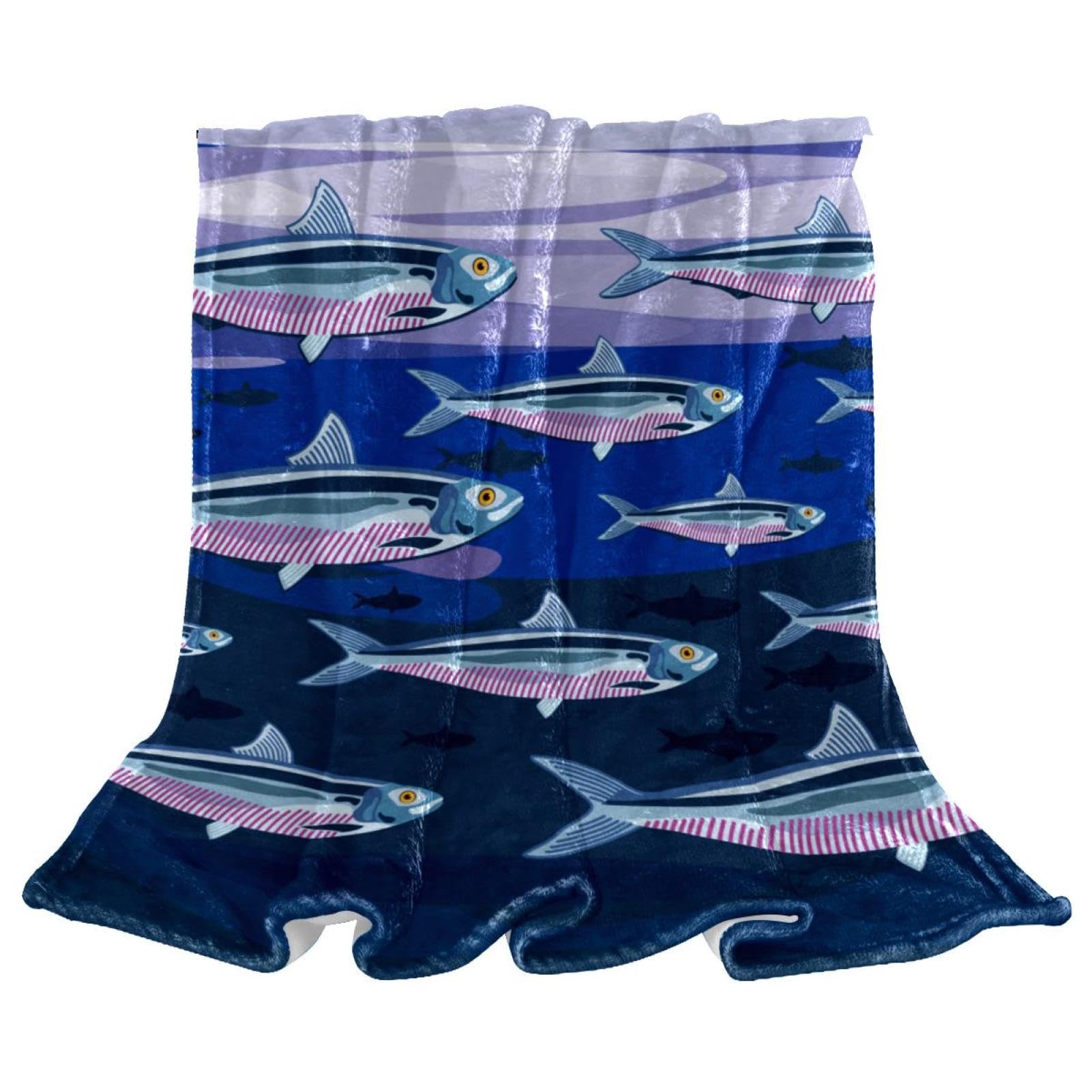 Couverture microfibre chaude poissons pour vos soirées cocooning sur le canapé