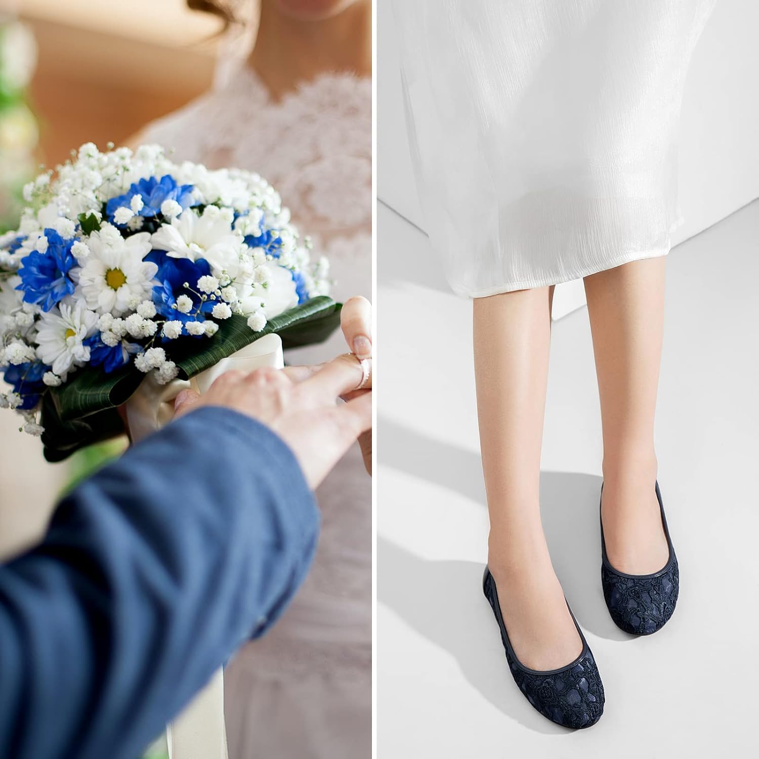 Greatonu Women's Flats Cut Out Round Toe Slip On Floral Ballet Flat Comfortable Lace Flats Dressy - Image 5