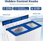 Giantex Portable Washing Machine, 20LBS Twin Tub Mini Compact Laundry Washer Spinner Combo with Drain Pump, 12Lbs Washer and 8Lbs Spinner for Apartments, RVs, Dorms, Blue+White