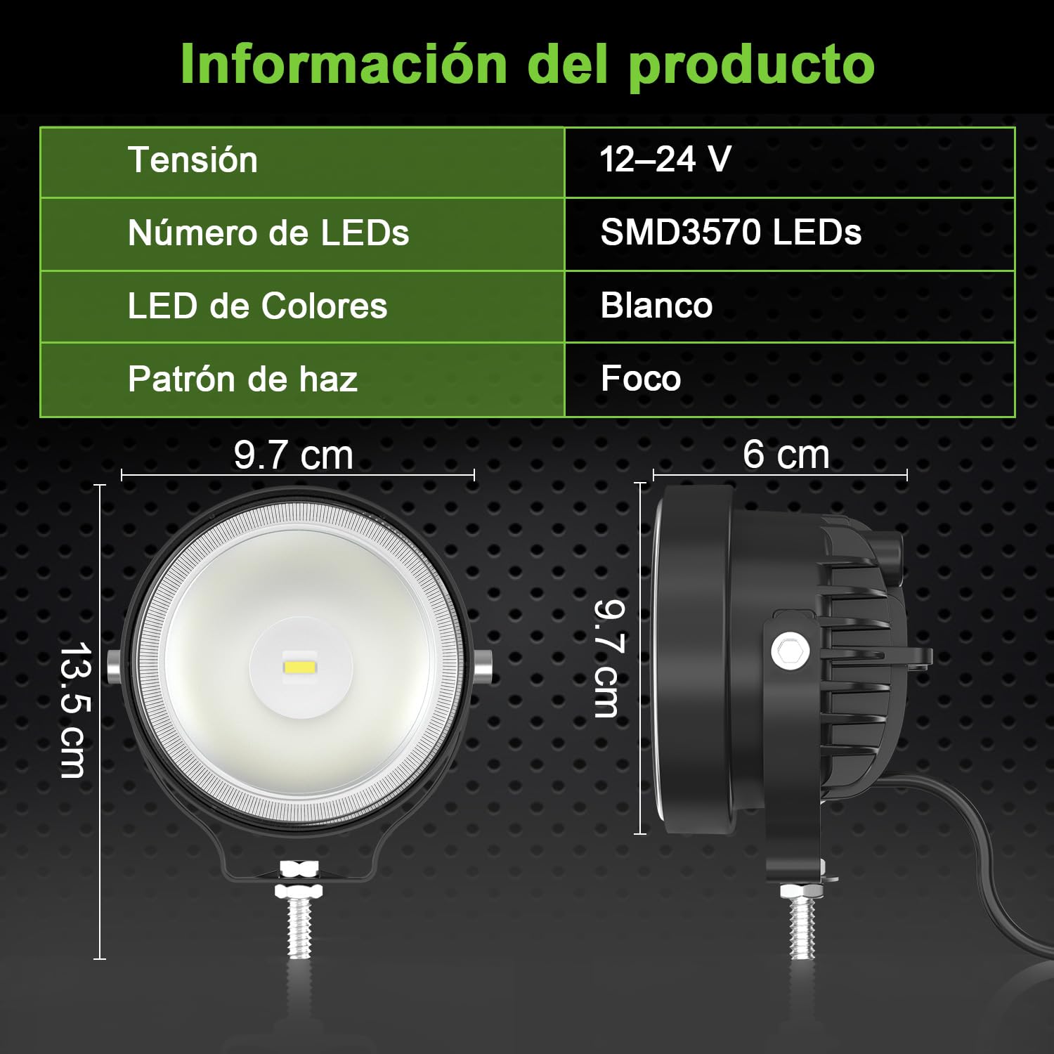 2 Pcs Faro de trabajo led de Coche 12V, 3.8 pulgadas 30W Foco de luz concentrada 3000lm 6000K IP68 Impermeable Off-road Foco para Pickups Tractors Excavators Camión Barco SUV
