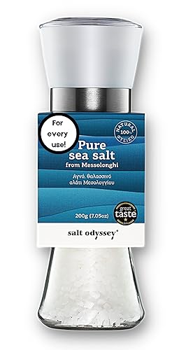 Miniatura 2 de Paquete de 2 sal marina pura ODYSSEY, molinillo de sal para condimentar carne, pescado y pollo, molinillo gourmet 100% natural de sal marina, sal