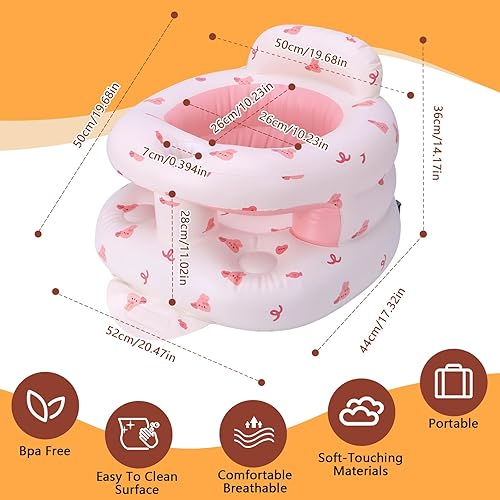 Miniatura 6 de Asiento inflable para bebés de 3 meses en adelante, asiento inflable de apoyo para bebé para sentarse, silla de piso para bebé con bomba de aire