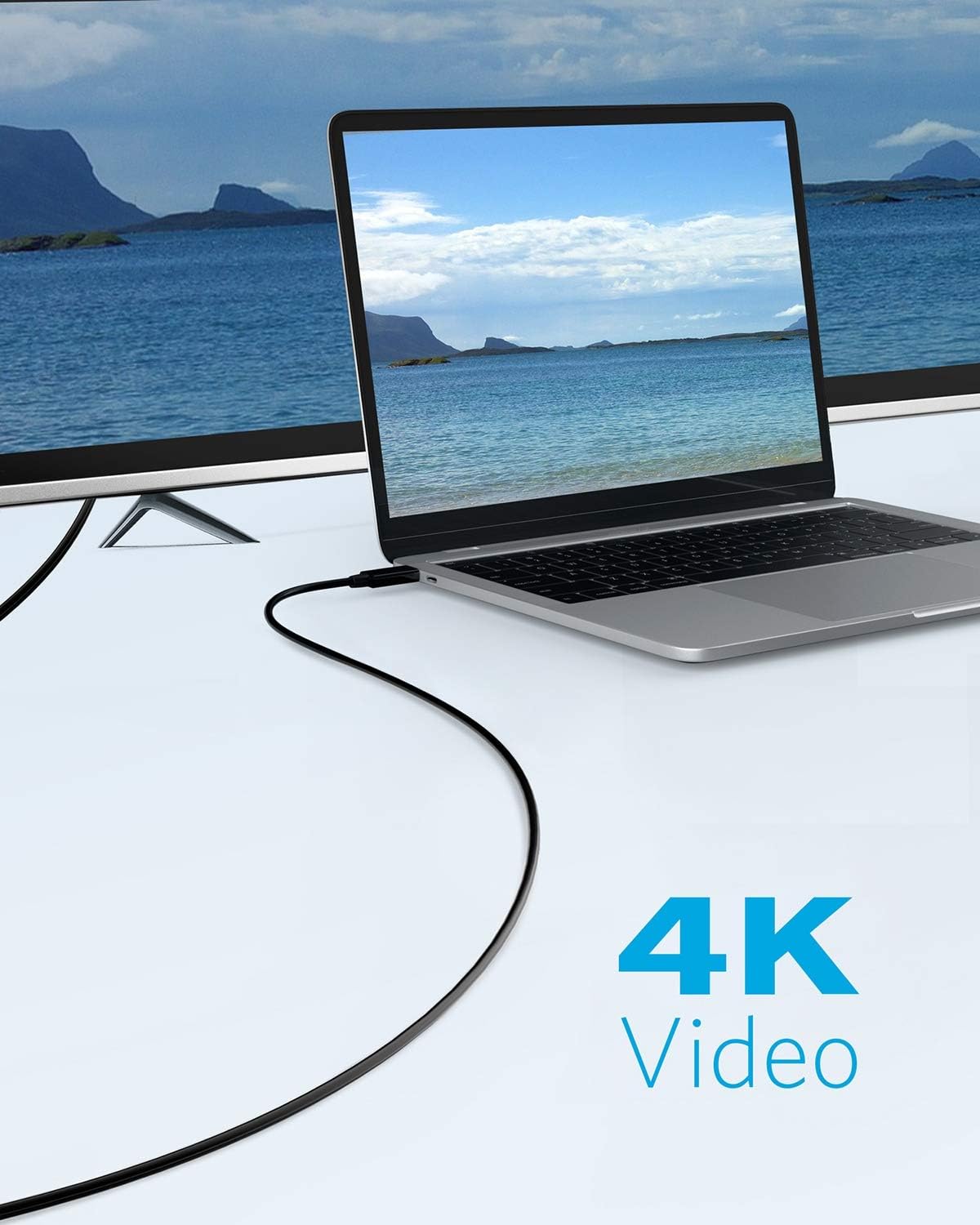 Anker USB C to HDMI Cable for Home Office, 6ft Type C to HDMI Adapter Supports 4K 60Hz, for MacBook Pro, MacBook Air, iPad Pro, Surface Book 2, Galaxy S20, and More