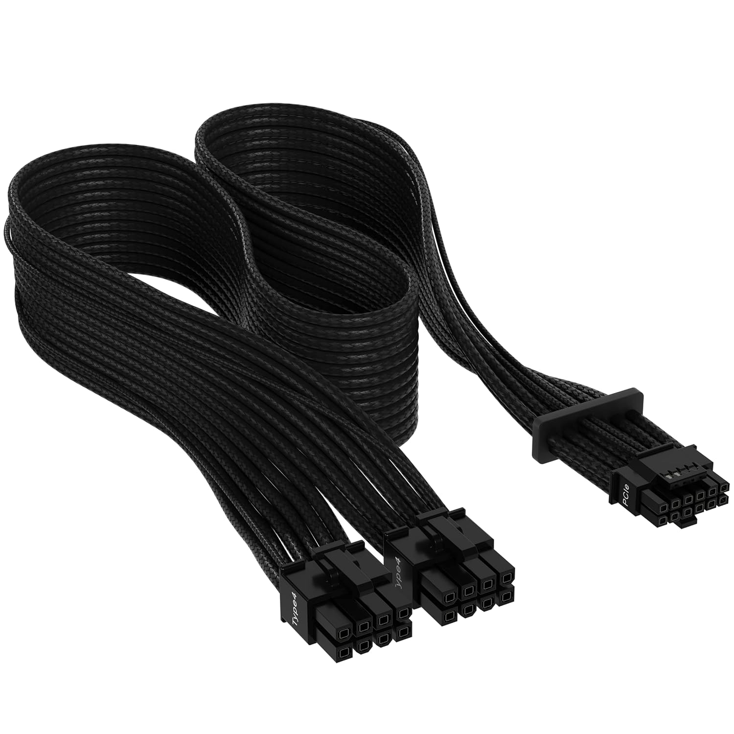 Corsair Premium 600W PCIe 5.0 12VHPWR PSU Cable RMX, RMX Shift, RMe, HXi, SF and SF-L PSU's only – Requires 2X Type-4 Connectors – 12+4pin Connector – Mesh Paracord Sleeving – Black
