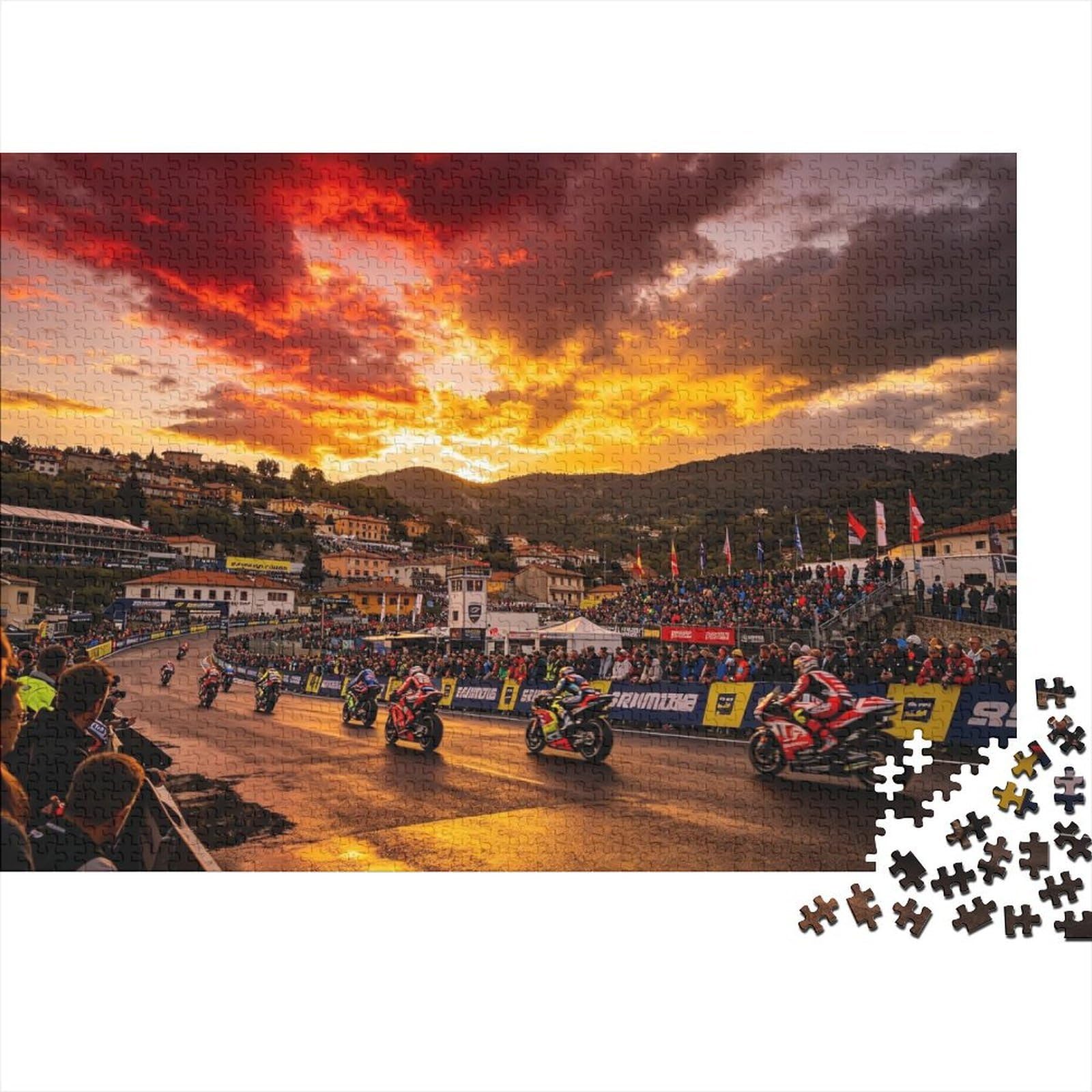 Puzzle de motos de carrera premium de 1000 piezas y material reciclable de 70x50cm 8