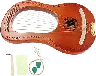 Beginner Lyre Harp String Harp Edges String Instrument for Boys and Girls Solid Wood Case Included Random Color
