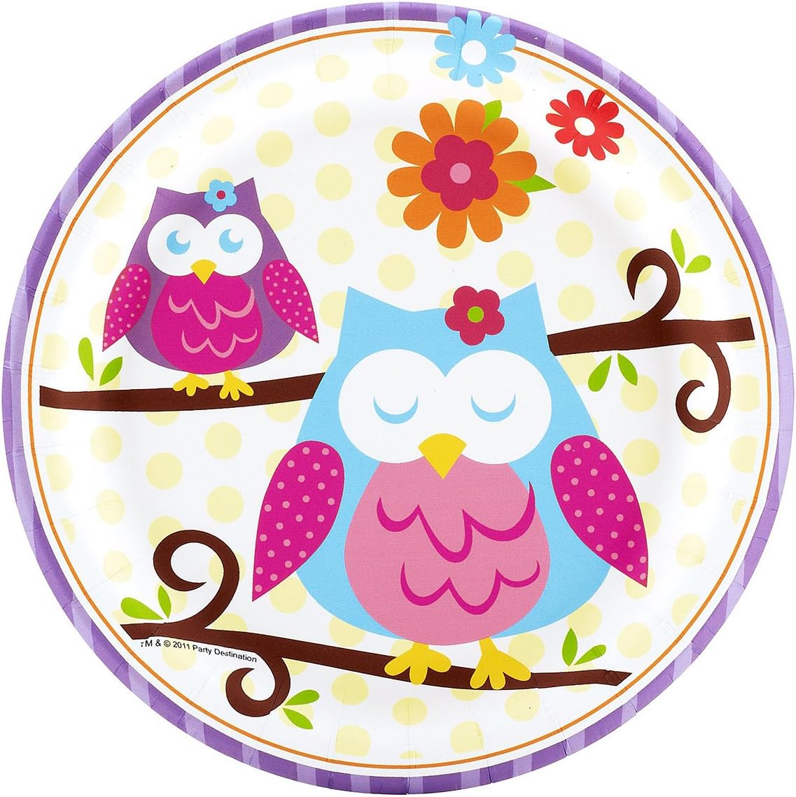BirthdayExpress Owl Blossom Party Supplies - Dessert Plates (8)