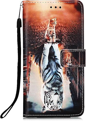 ONV Funda tipo cartera para Redmi K40 Pro - Funda de teléfono con diseño de animales con tarjetero y soporte para tarjetero, funda de cuero con