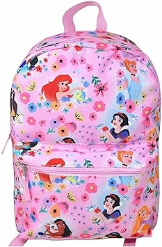 Disney Princess 16" Backpack with All Over Print, Pink Floral Design