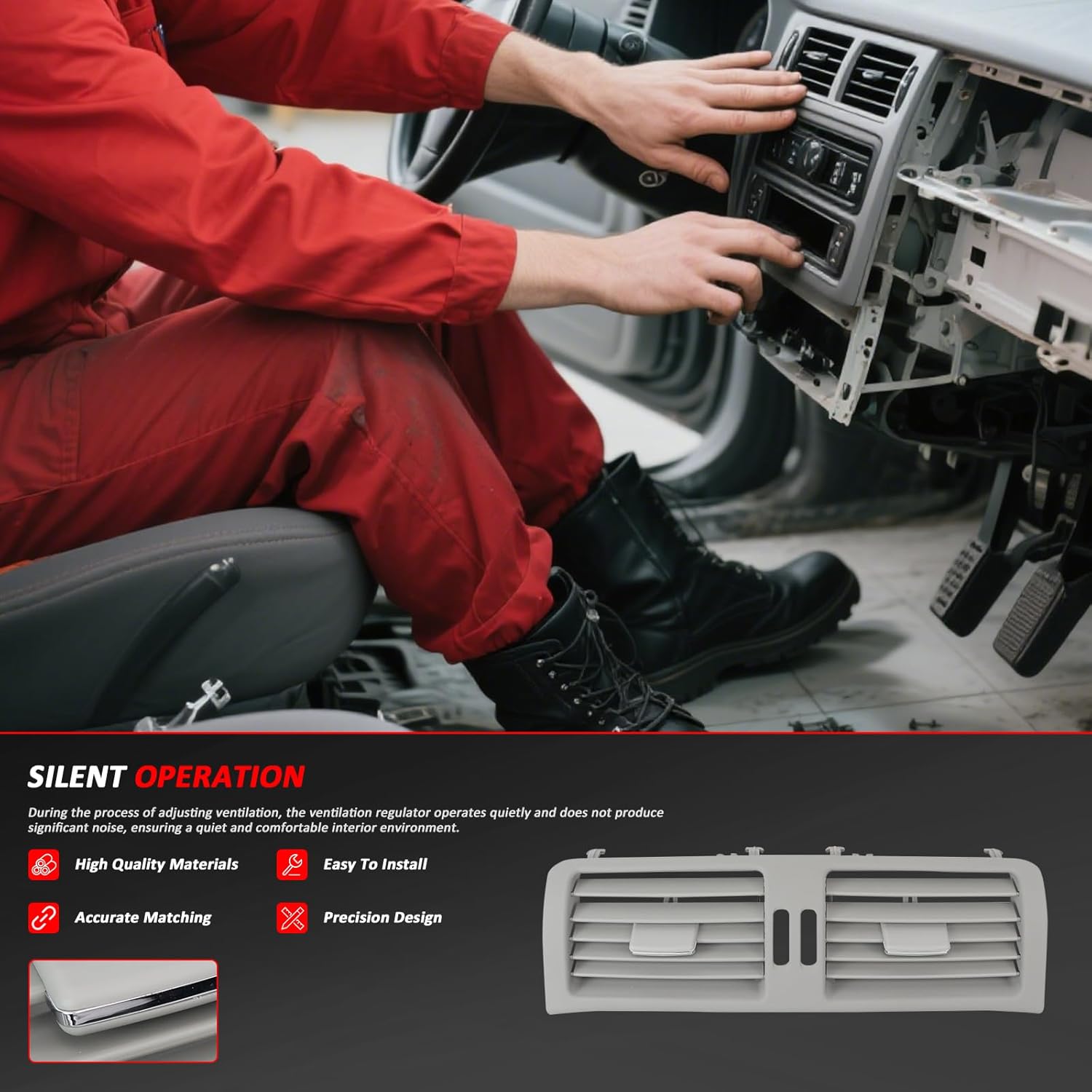 Gray Front Center Dash AC Air Vent for Mercedes-Benz R-Class V251 2006-2017 R300 R350 R500 Replace# 2518300554 2518300554 8483 790007801 794203601