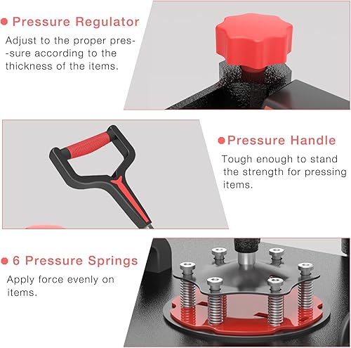 Miniatura 8 de OIIEE Máquina de prensa de calor 8 en 1 combinada prensa de calor de 15 x 15 pulgadas, máquina de transferencia de calor de 360 grados, impresión