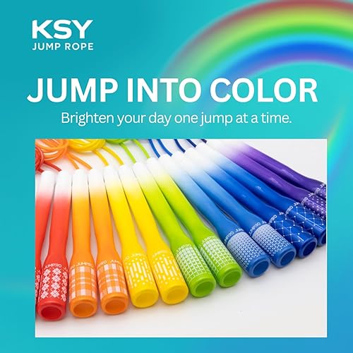 Miniatura 7 de Cuerda de saltar para mujer (serie arcoíris)  Cuerda cardiovascular ajustable para entrenamiento de mujer y entrenamiento en casa  Asas de agarre