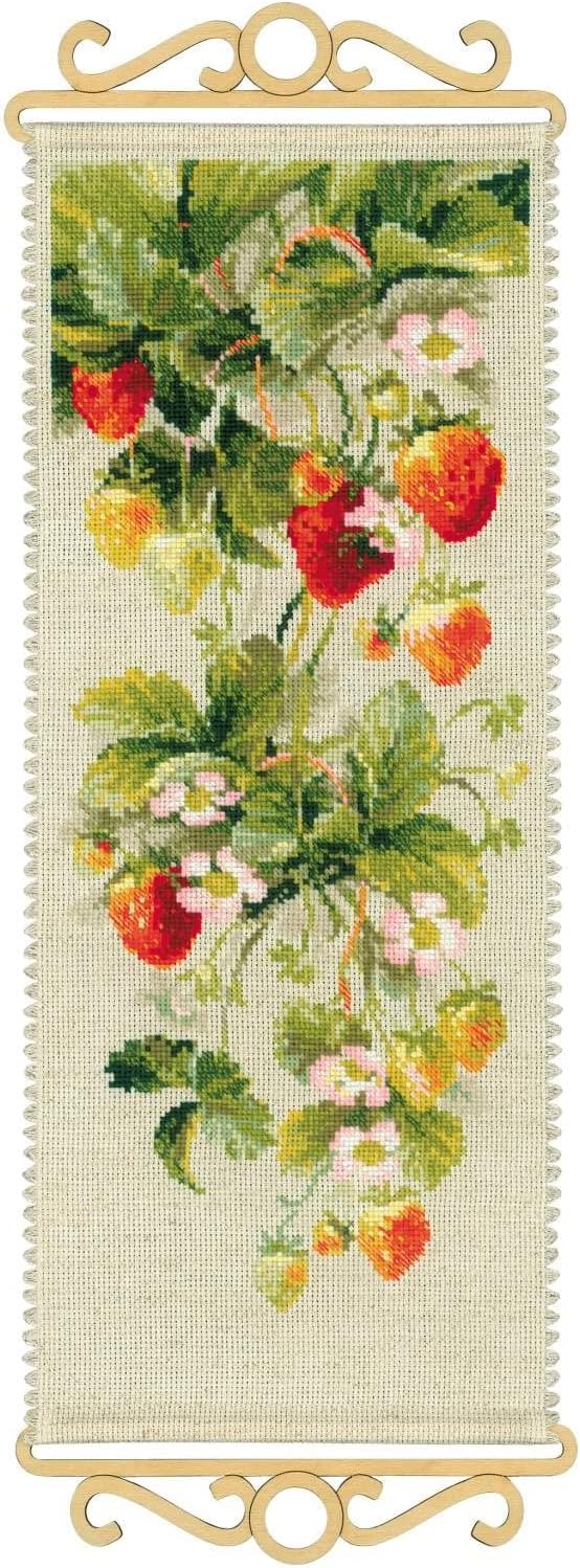 RIOLIS 1551 14 Count Strawberry Counted Cross Stitch Kit, 7.5" x 19"