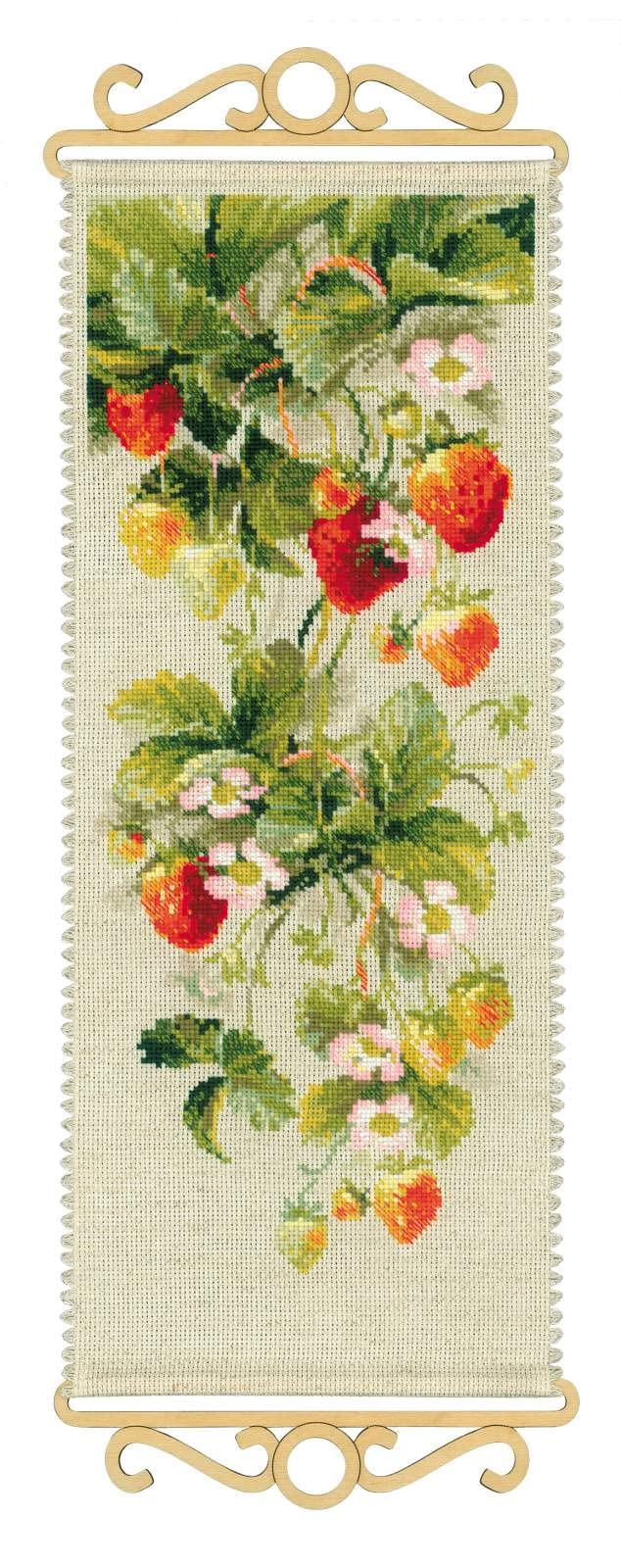 Kit point de croix fraise RIOLIS 14 fils canevas multicolore 48cm