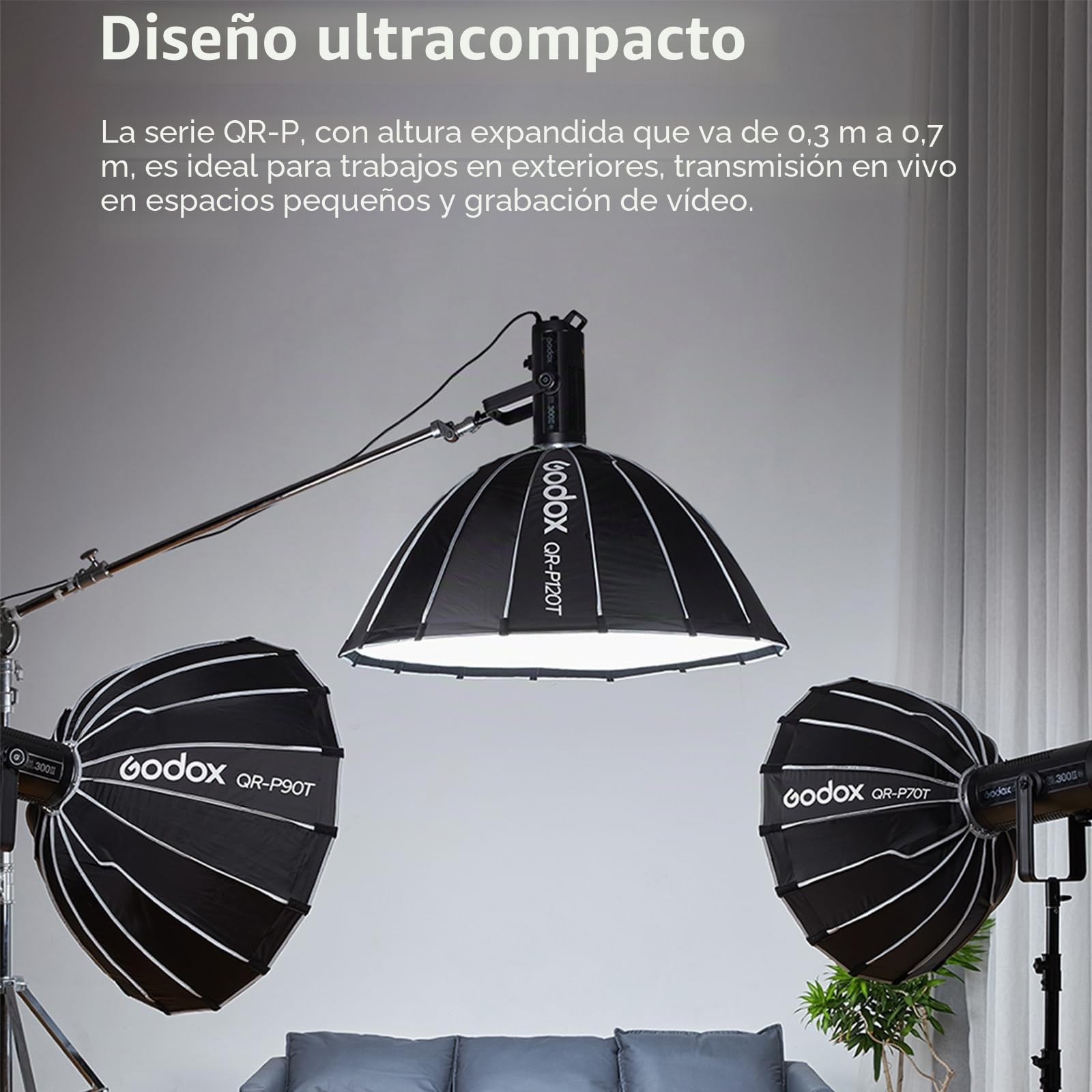GODOX QR-P60T 60cm Softbox Profundo Parabólico de Liberación Rápida con Rejilla Profundidad de 30cm para Godox MS200-V MS300-V SK400II-V DP400III-V DP600III-V SL60W SL60IID SL60IIBi SL100D SL100Bi