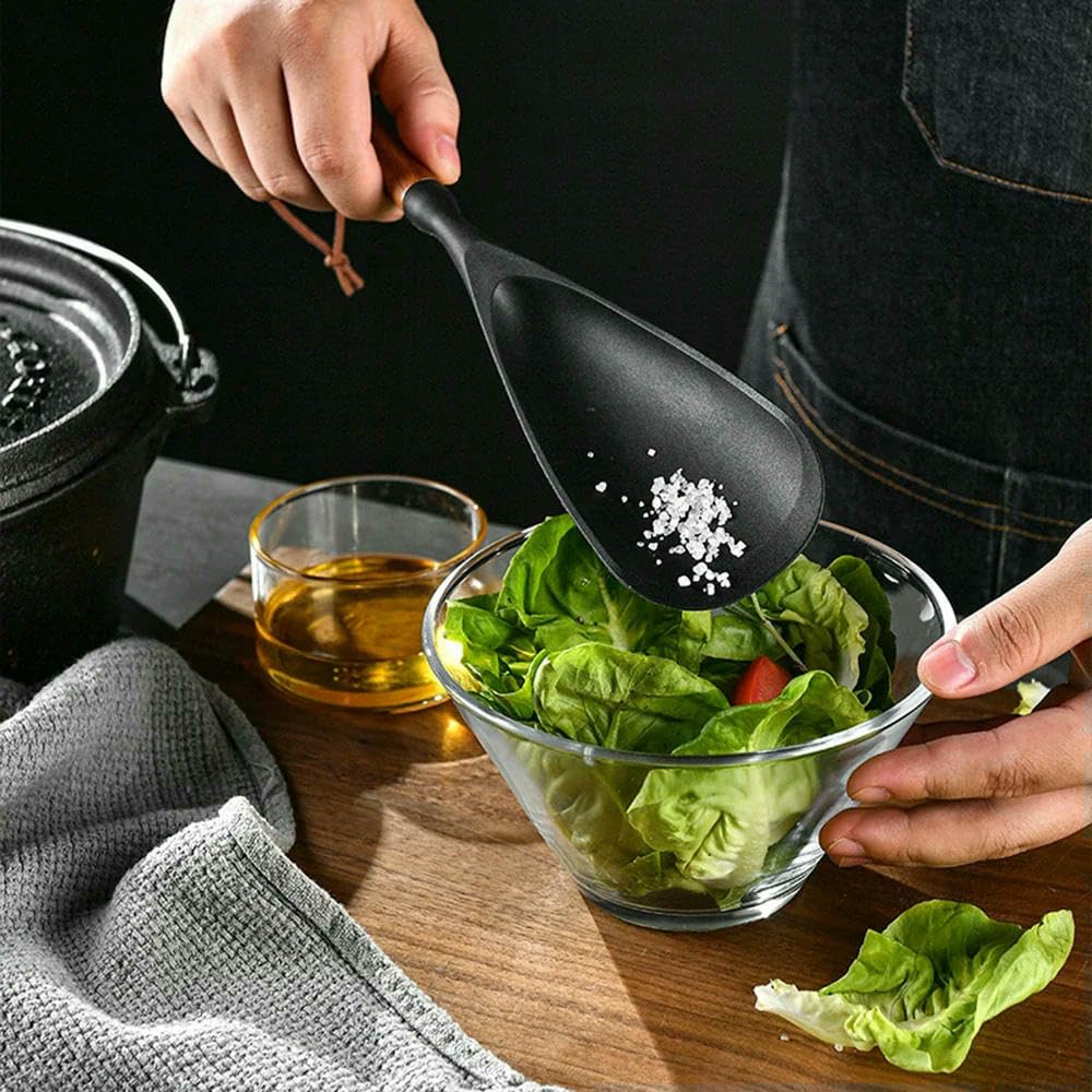 WLDMA Ustensiles de cuisine en silicone de qualité alimentaire Noir 1/7 pièces Spatule Cuillère Brosse à huile Outil de cuisine pratique Ustensiles de cuisine