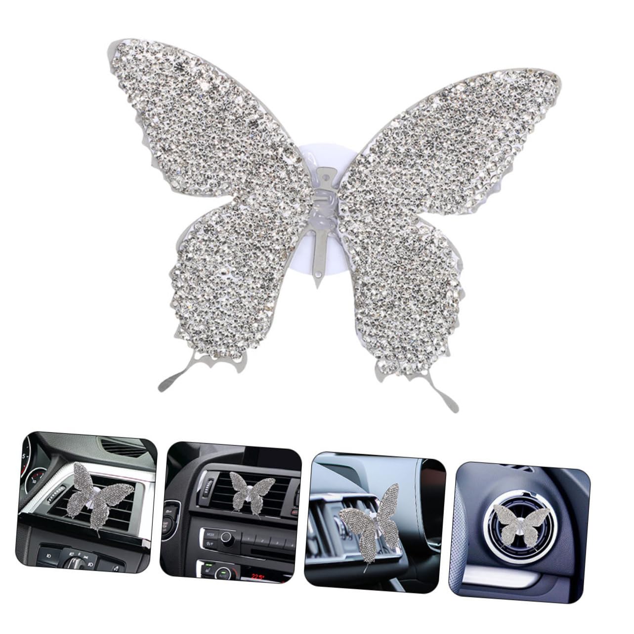 SOLUSTRE 5 Pezzi Di Clip Per Bocchette Di Ventilazione Per Auto A Forma Di Farfalla Decorazione Automatica Per Auto Con Strass