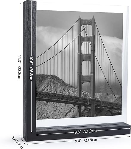 Miniatura 10 de Lavezee Juego de 2 marcos de fotos de 5 x 7, marco de doble cara con soporte vertical horizontal en forma de L blanco envejecido para arte