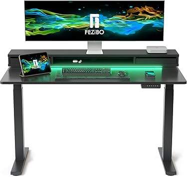 FEZIBO 140 * 60cm Electric Standing Desk with Monitor Stand
