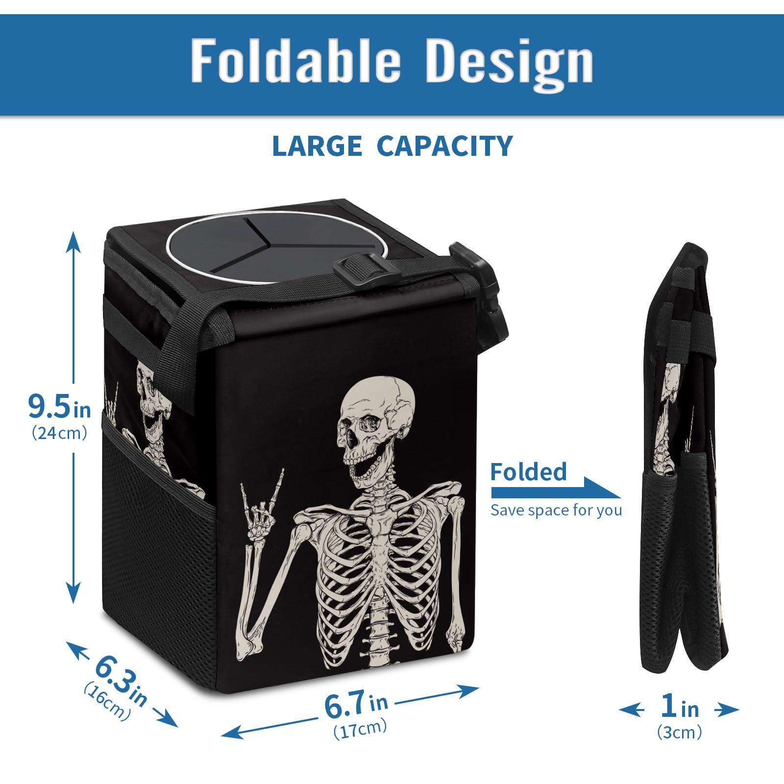 Amazon.com: ZiKiLXU Goth Skull Car Trash Can with Lid, Collapsible