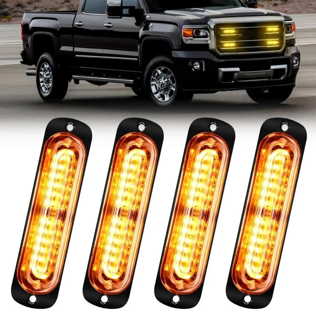 Luces de giro 4 Luces Estroboscópicas 12 LED Para Advertencia Luz Emergencia Luz Baliza Coche Camión Camioneta SUV Ámbar Amarillo Naranja Tráfico 12 V 24 V intermitente